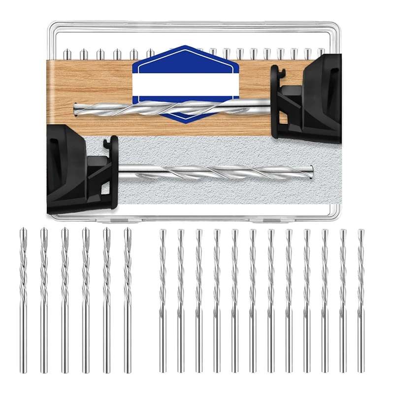 HLZS-18 Pieces Drywall Drill Bits 1/8 Inch Wood Cutting Drill Bits Pilot Point Cutting Drill Bit Set, M2 High Speed Steel