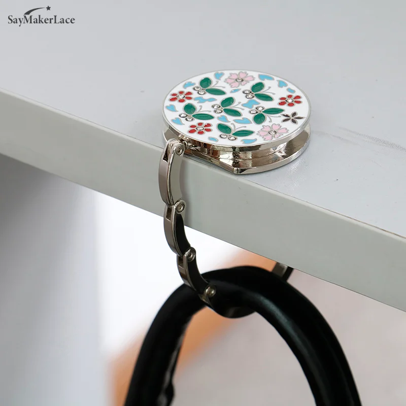 Portable Flower Shape Metal Bag Table Hanger Holder Protable Tiny Hooks Folding Bag Purse Hanger Handbag Hook Purse Tote