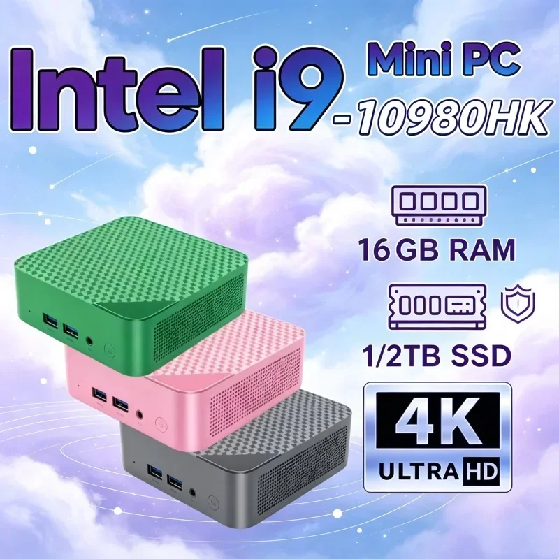 2026 Intel Core I9 10980HK Mini PC 16GB RAM 1TB SSD Windows 11 4K Pacy Gaming PC Commercial Use WIFI 6 BT5.2