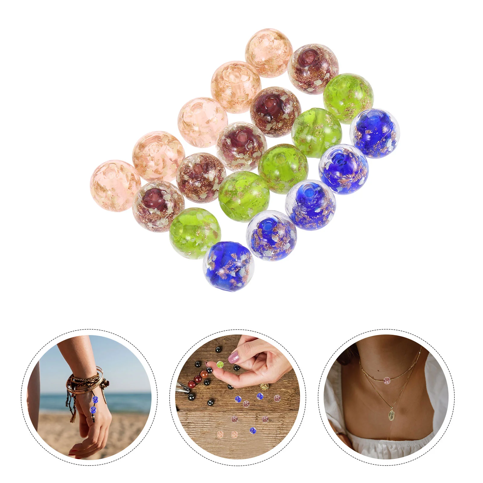 20 Pcs Round Beads for Necklace Accessories Scattered Beading Kits Fluorescent Jewelry Loose Miss