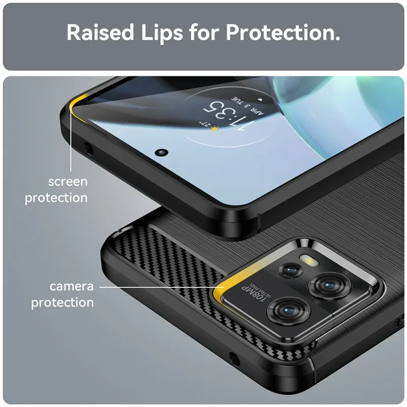 For Motorola Moto G22 G32 G42 G52 G62 G72 G82 Case Silicone Bumper Carbon Fiber TPU Slim Cover For Moto E22 E22i E22S E32 E32S