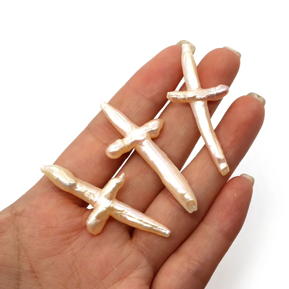 1pc Natural Cross Pearl Beads Exquisite Bohemian Style DIY Necklace Earrings Pendant Jewelry Making Handmade Accessories Gift