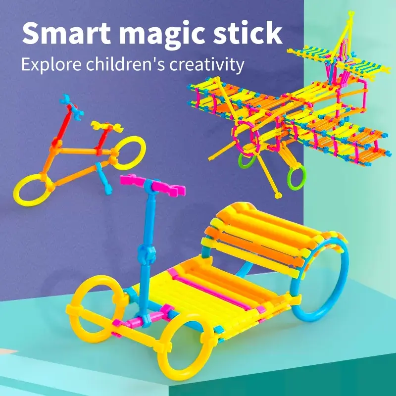 1Set Funny Kids Toy Smart Stick Patchwork Wood Stick Plastic Children Education Intelligence Toys Puzzle Early Toy Kis Gift