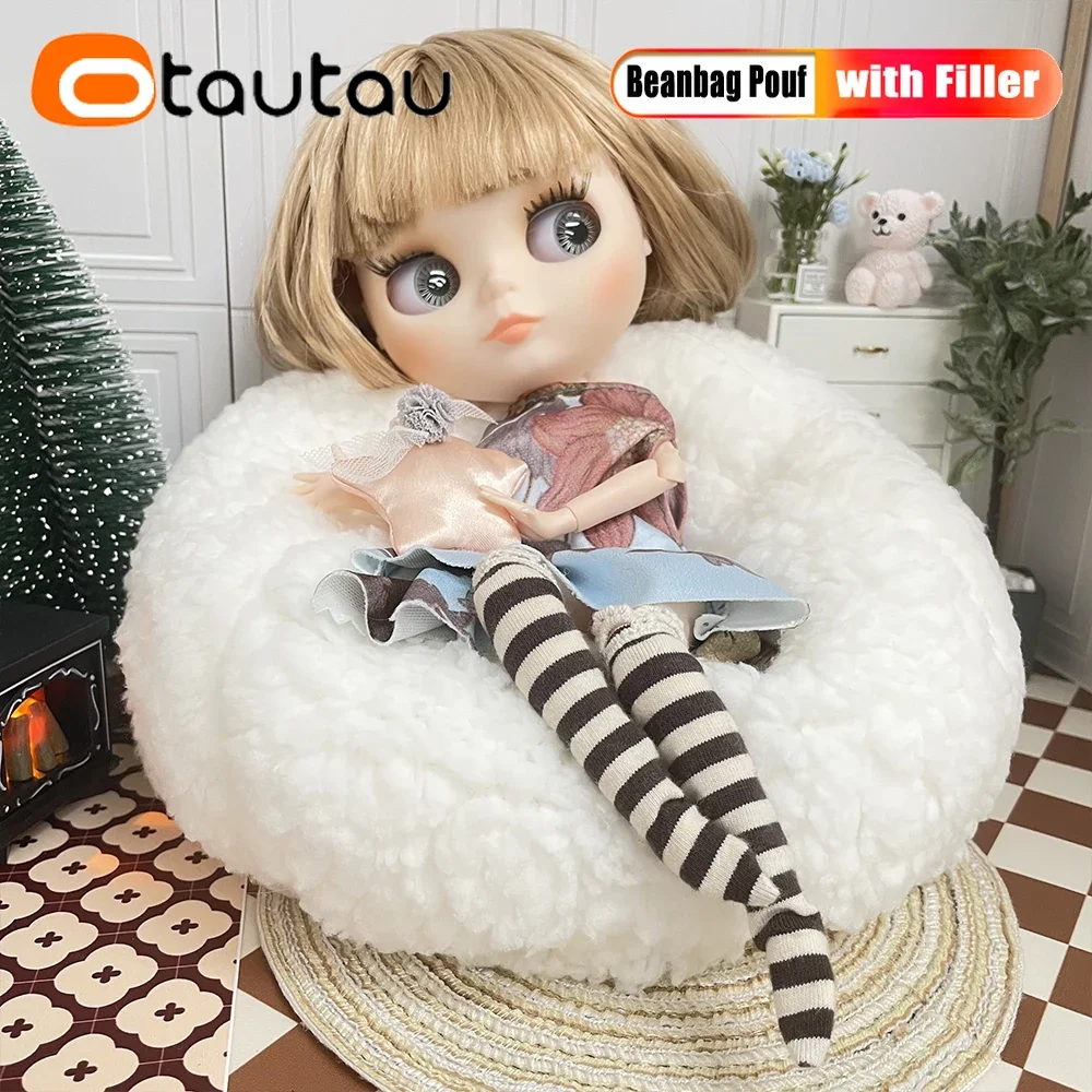 OTAUTAU 20cm 7.8 cala Średnica Mini worek fasoli Prezent dla 1/6 1/12 11-30cm Wysokość BJD Domek dla lalek Meble Kanapa Sofa Łóżko Krzesło SF289