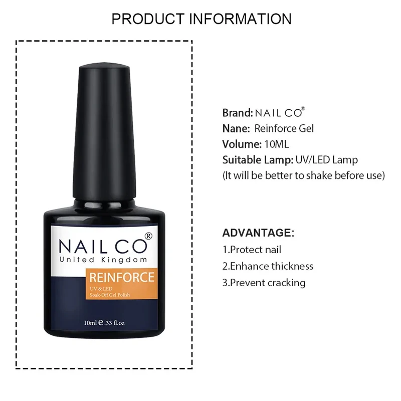 NAILCO 10/15 مللي تعزيز هلام قاعدة علوية معطف هلام طلاء الأظافر UV LED نقع قبالة هلام البولندية مسمار الديكور ورنيش مسمار الغراء هلام