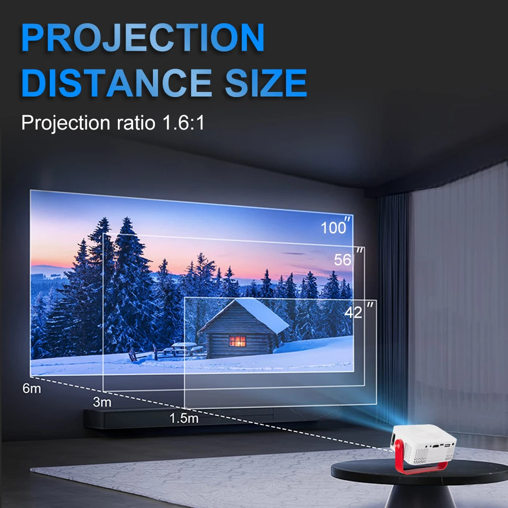 ホットミニスマートプロジェクターHD 1080PビデオWIFI LEDランプワイヤレス携帯電話ホームシアター屋外ポータブルミニプロジェクター