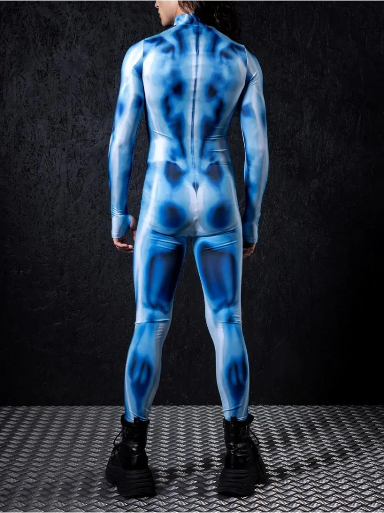 Nuevo Halloween hombres adultos Cyberpunk moda muscular Sexy mono fiesta de vacaciones club nocturno escenario juego de rol conjunto de disfraz de ciclismo