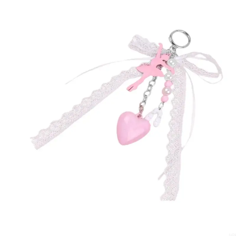 

Heart Keychain Bag Charm Bows Keyrings Ballet Girl Car Keychain Bag Decoration 547A