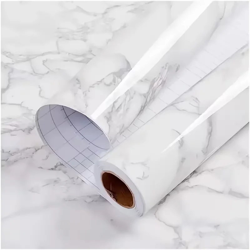80cm Marble Kitchen Oil-Proof Film Stove Waterproof Self-Adhesive Wallpaper Countertop Cabinet Renovation Tile Wall Stickers