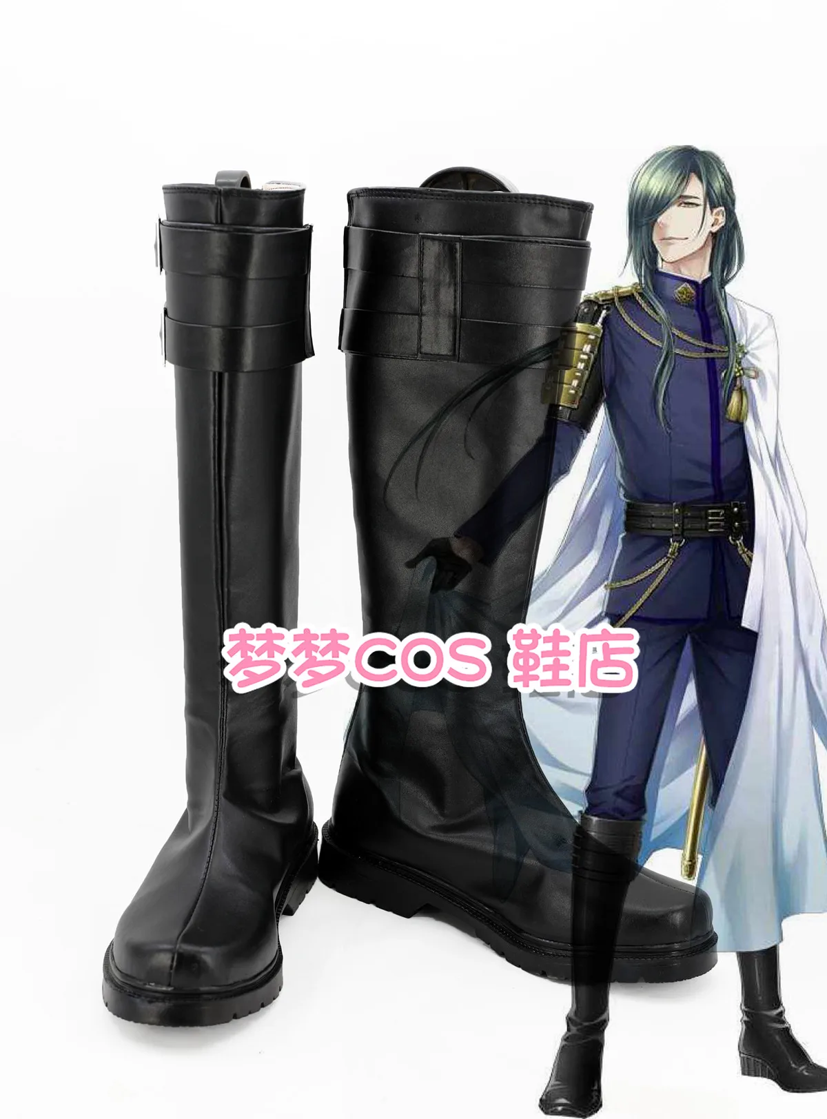 Обувь для косплея Anime ONLINE Nikkari Aoe, черные длинные ботинки на плоской подошве из искусственной кожи для Хэллоуина, карнавала