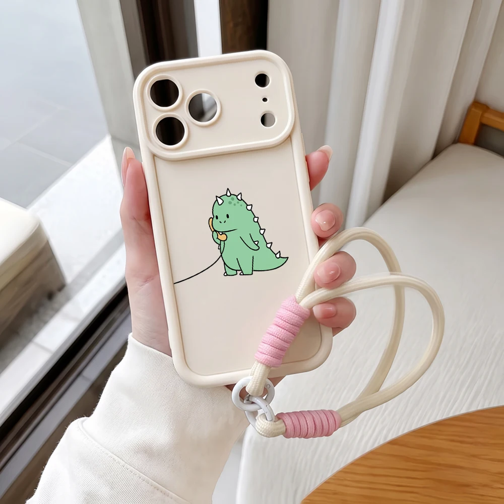 Grüne Dinosaurier-Lanyard-Handyhülle für Samsung Galaxy Note 20 S25 S26 Plus S24 S23 FE S24 S25 S23 Ultra A57 A55 5G Silikonhülle – Detail 3