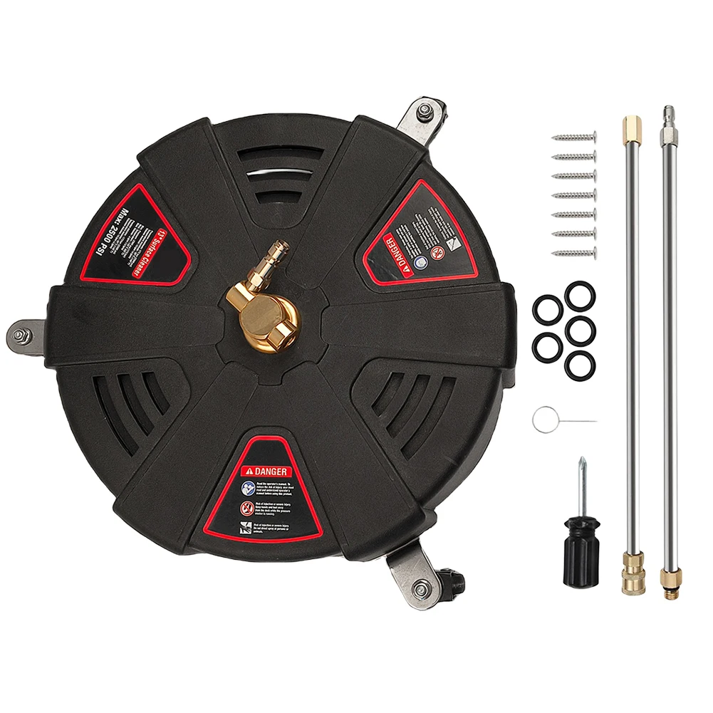 

Surface Cleaner 1/4 Quick Connector Patio Cleaner with Extension Wand Powerful Pressure Washer Replacement Nozzles with 3 Wheel