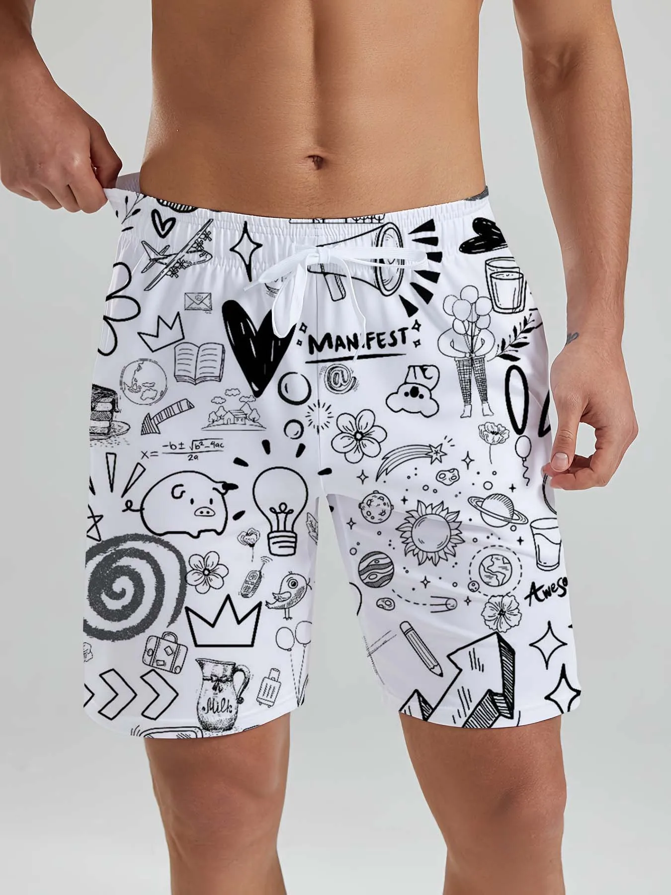 Hawaiian Novel letter pattern men's Beach Shorts 3D Printed men's Shorts Summer Fashion Swin Trunks Vacation Beach men's Clothes
