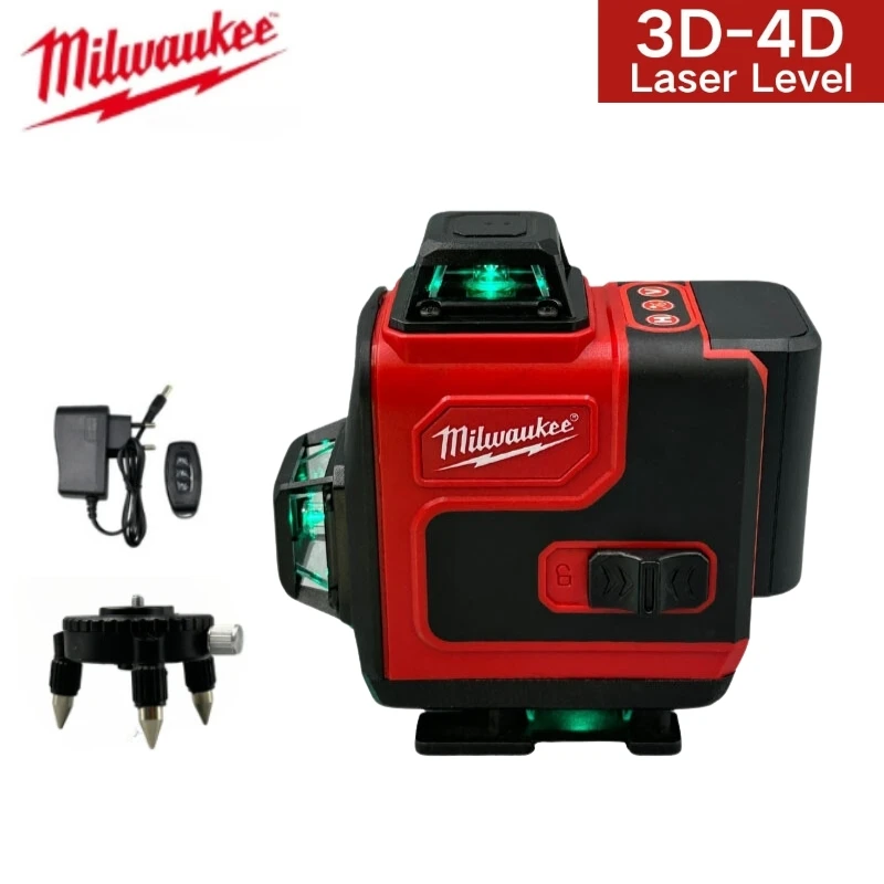 

Milwaukee 16 Lines 4D Laser Level Self-leveling laser level 360 Horizontal Vertical Cross Line Laser Level Construction Tools