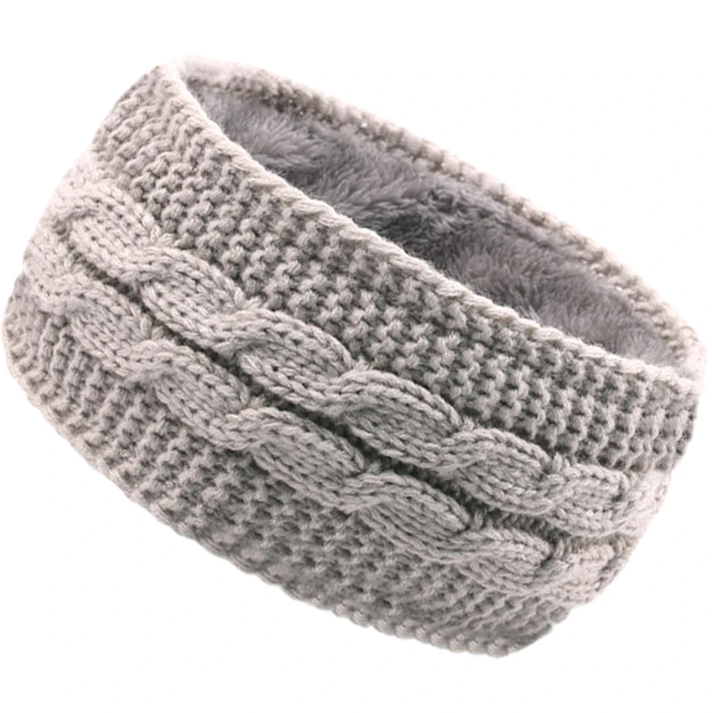 

Winter Knitted Headband Thick Woolen Wide Stretch Elastic Non-Slip Ear Warmer for Skating Walking and Makeup Wraps
