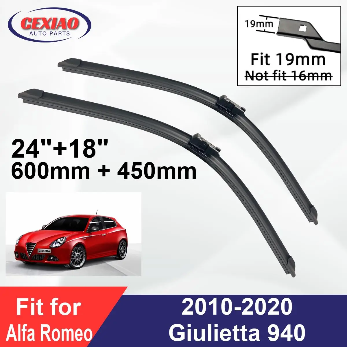 For Alfa Romeo Giulietta 940 2010-2020 Front Wiper Blades Boneless Frameless Rubber Cleaning