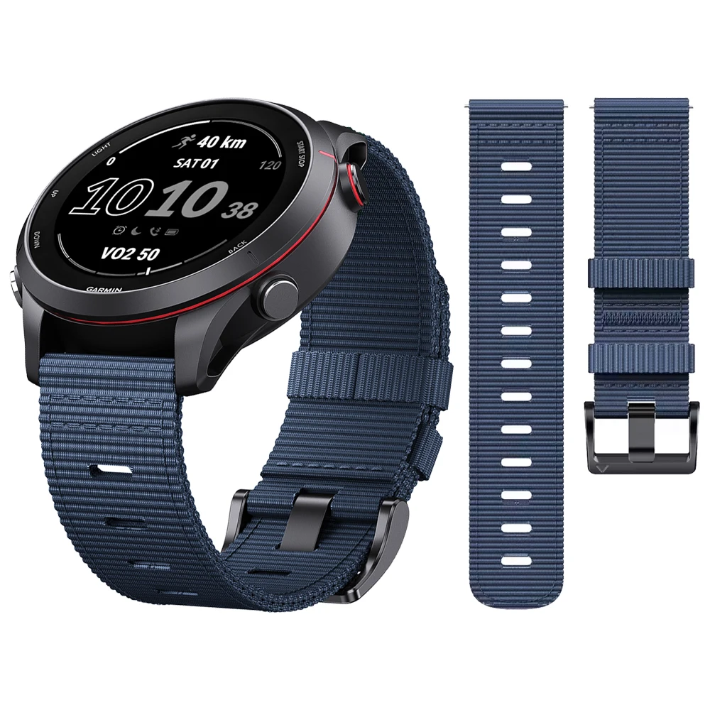 20mm/22mm gewebtes Nylonarmband für Garmin Forerunner 570 265 255 165 55 / Vivoactive 6 5 4 / Venu 4 3 2 Plus Uhrenarmband