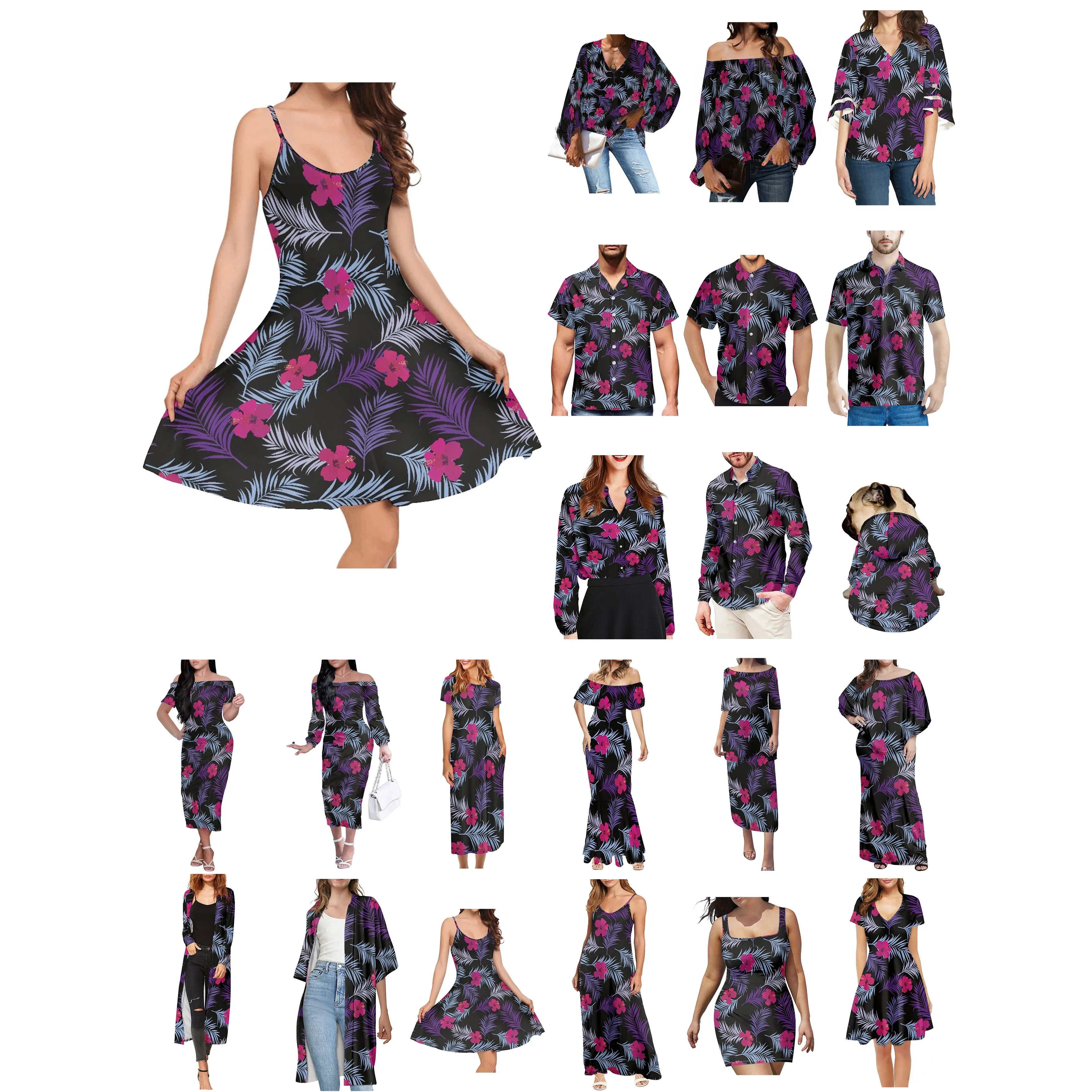 

Костюм Гибискус для мужчин и женщин, подходящая Мужская рубашка, полинезийский Тонга, гавайский Фиджи, Гуам, самоанский понпей, родной гибискус, для Дня Святого Валентина