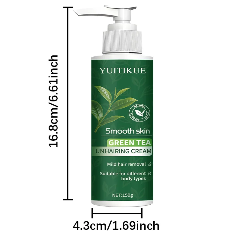 150g Green Tea Hair Removal Balm - Gentle and non-irritating, suitable for armpits, lips, arms, legs and intimate areas, powerfu image 6