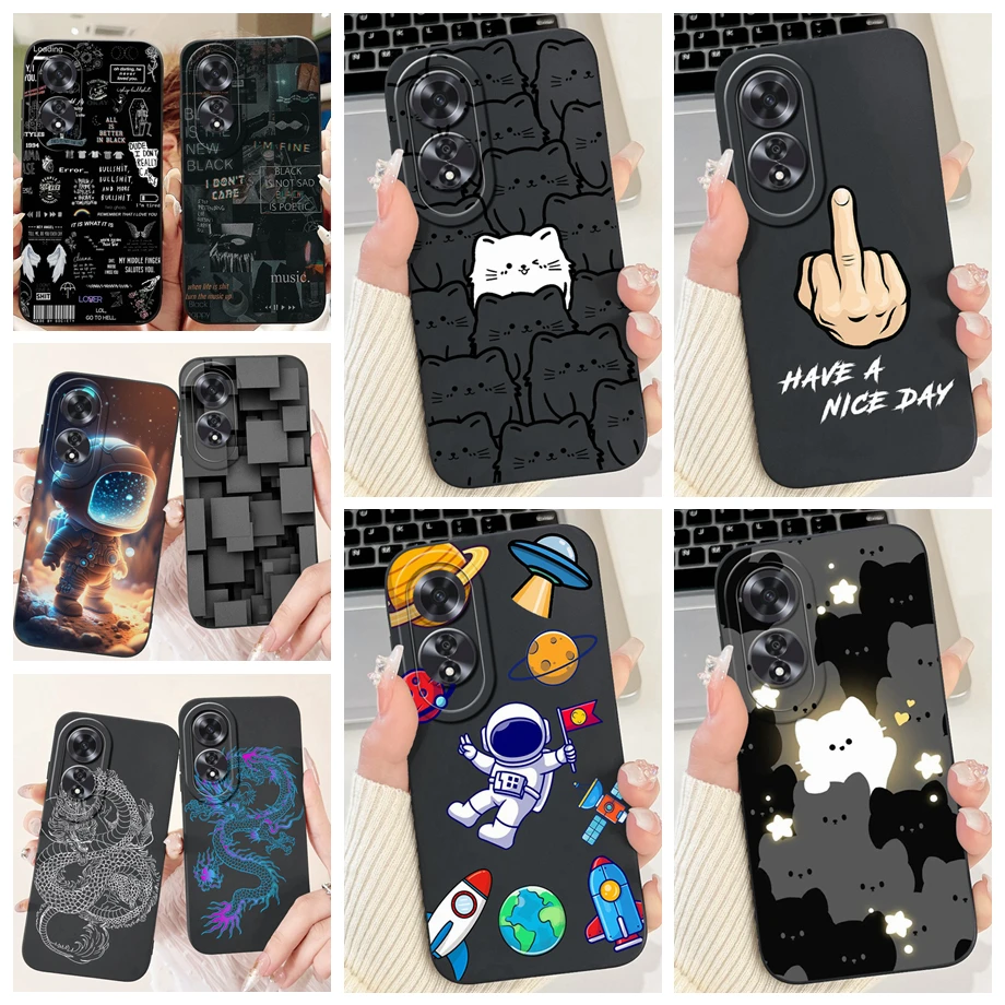 For Oppo A60 4G 5G CPH2631 Case Soft Silicone Back Cases Panda Marble Draagon Cat Astronaut Phone Cover For Oppo A80 5G CPH2639