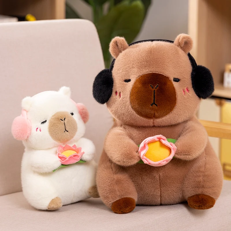 Hot Sale Kawaii Capybara Flower Plush Doll Simulation Stuffed Toy Animals Super Soft Funny Boys Girls Birthday Gifts Home Decor