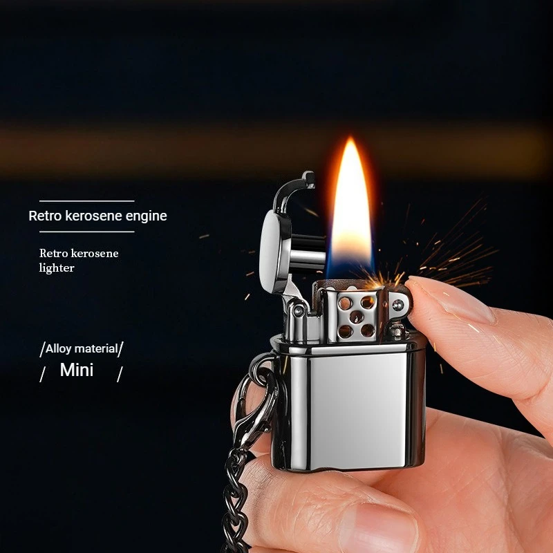 Metal Mini Pendant Whetstone Grinder Lighter with Lanyard for Men, Portable Gift for Smoking