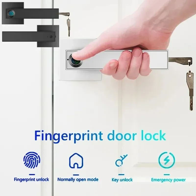 New Smart Door Lock With Bluetooth-compatible Tuya APP Digital Electronic Lock Smart Home Wooden Door Lock Biometric Fingerprint view 5