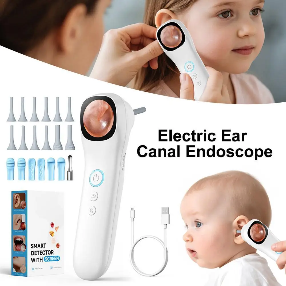 

Ушная камера 1080P HD 5-в-1, умная с набором совок для ушей, 6 сменных совок для ушей, 12 сменных контрольных головок, инструмент для ушей