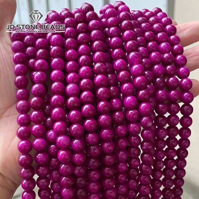 Dyed Color Dark Fuchsia Chalcedony Beads High Quality Loose Spacer Beads For Jewelry Making DIY Bracelet 6 8 10mm 15'' Inch