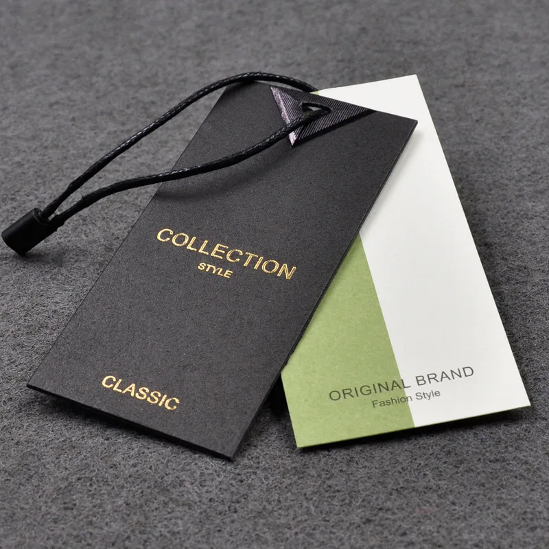 Custom..pieces.Senior  cotton Thick paper luxury embossed matte foil garment custom hang tags with logo clothing