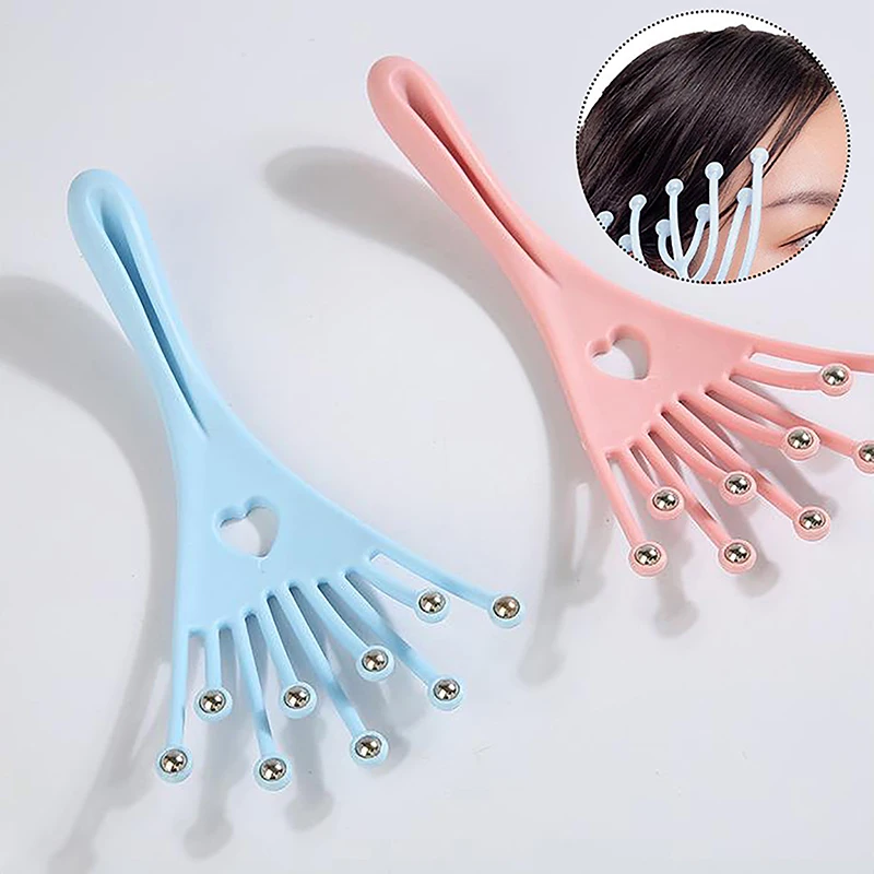 Head Massager Scalp Neck Comb Roller Five Finger 9 Claws Steel Ball Hand Held Relax Spa Hair Care For Hair Growth Stress Relief