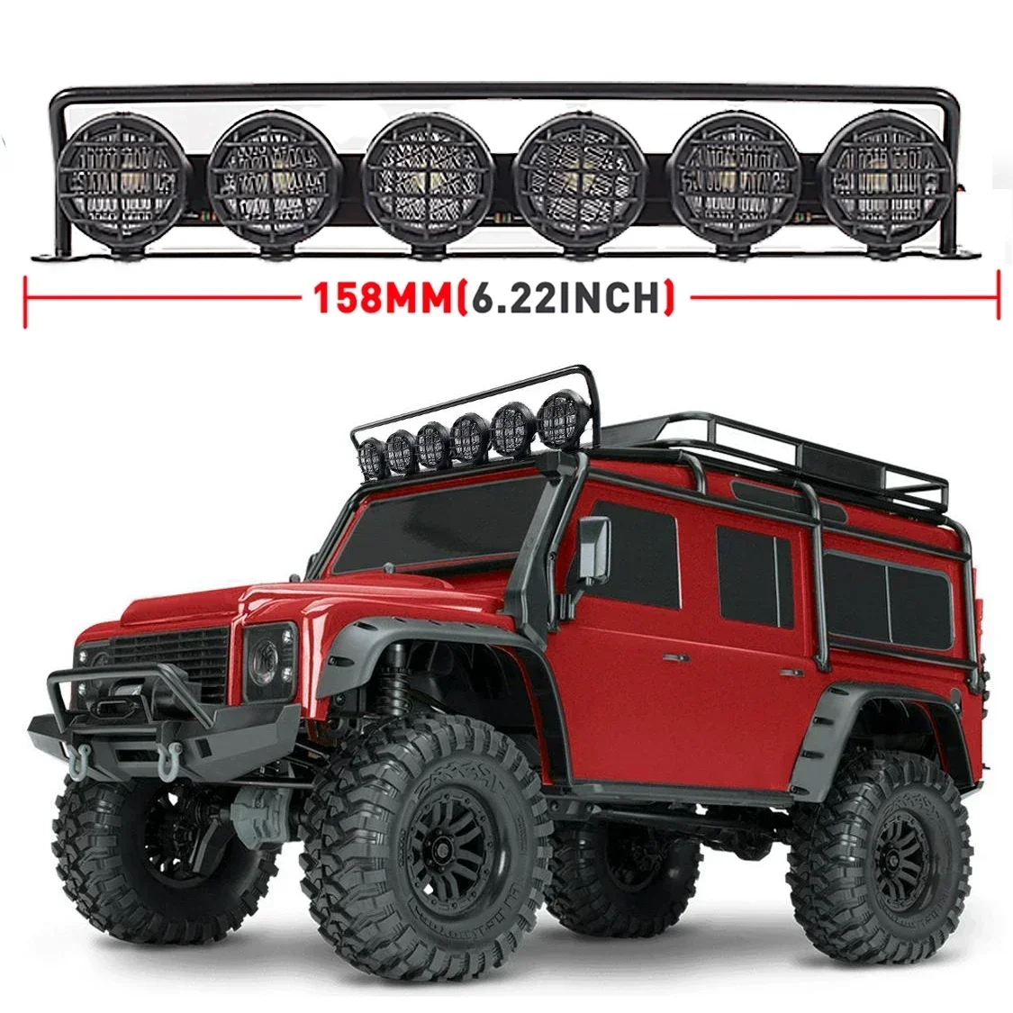 車のルーフ用LEDライトバー,rx,TRX-4,scx10,d90,90046, 1個,158mm, 1個