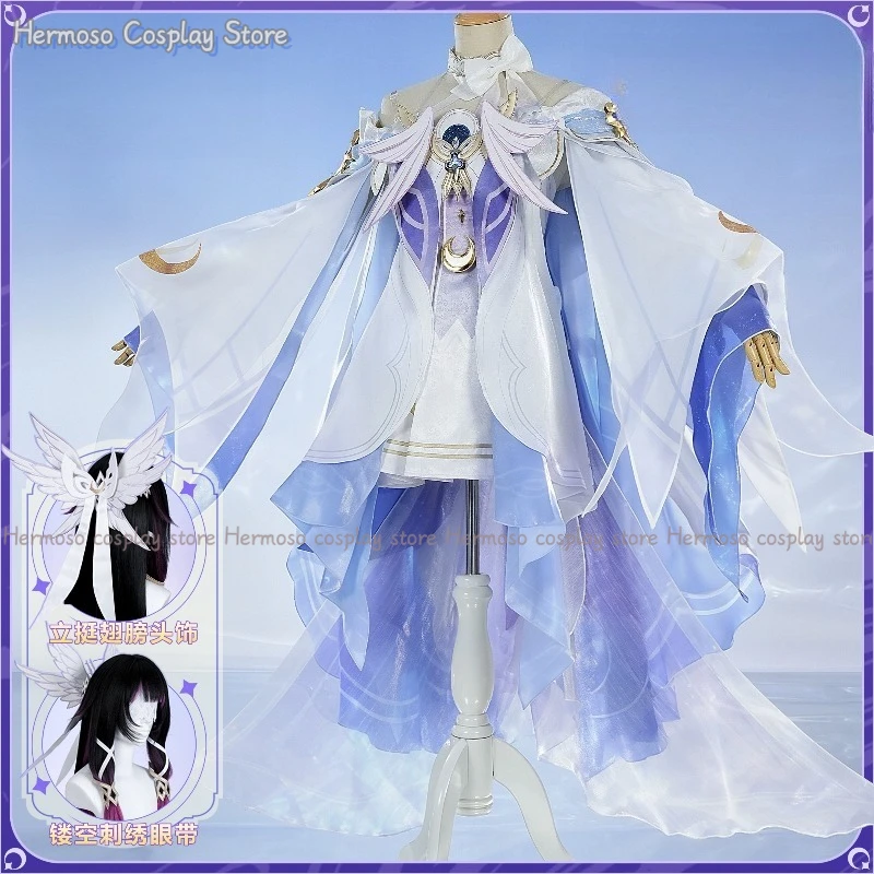 

Game Genshin Impact Columbina Cosplay Costume Moon Maiden Goddess Outfit Eleven Fatui Harbingers Halloween Party For Women Adult