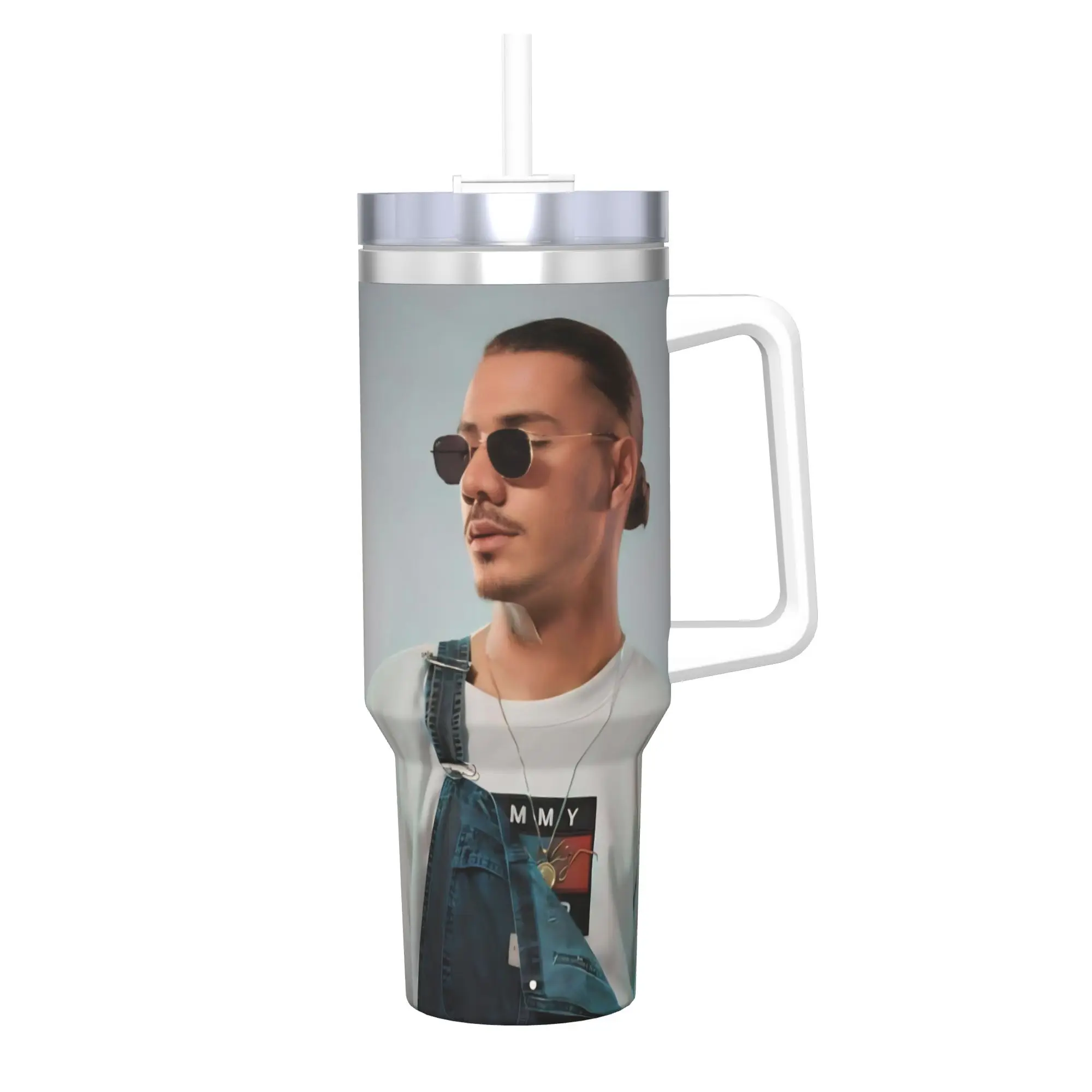 Apache207 Rapper Tumbler With Straw  Stainless Steel Tumblers Mug Double Wall Vacuum Insulated for Cold Or Hot 40oz