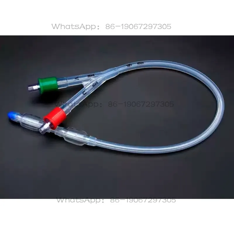 Disposable, Transparent Elongated Silicone Catheter with Two Independent Transparent Filling Balloons At The End