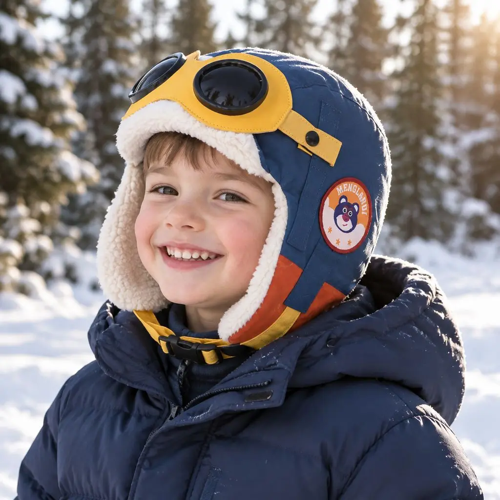 Children's Aviator Hat, Warm, Windproof, And Ear-protecting For Winter Outdoor Activities,lined With Fleece For Extra Warmth.