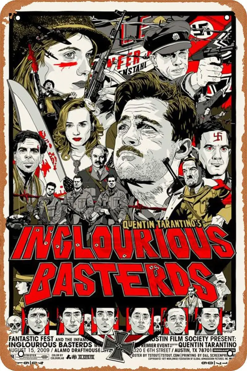 Inglourious Basterds Poster Vintage Movie Tin Sign,Retro Style Metal Sign,Home bar Pub Man Cave Farmhouse Decoration Metal Poste