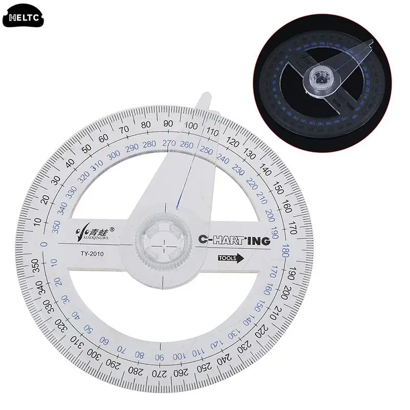 1PCS Round Ruler Patchwork Ruler 360 Degree Pointer Protractor Ruler Angle Finder Swing Arm For School Office Supplies Plastic