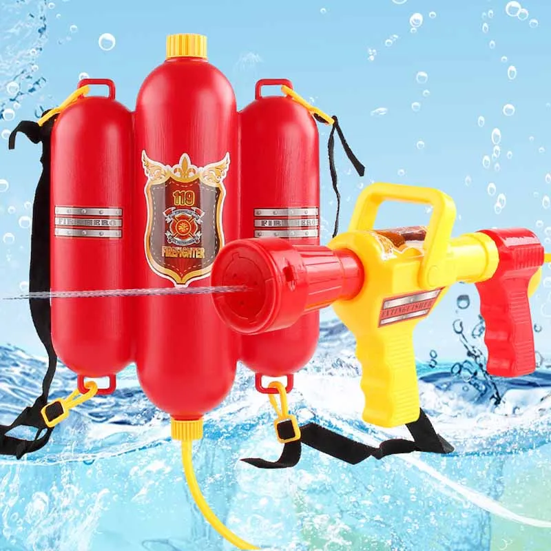 Children's Simulation Fire Backpack Shooting Water Toys Summer Beach Pull-out Large Capacity Boys and Girls Play Water Toys