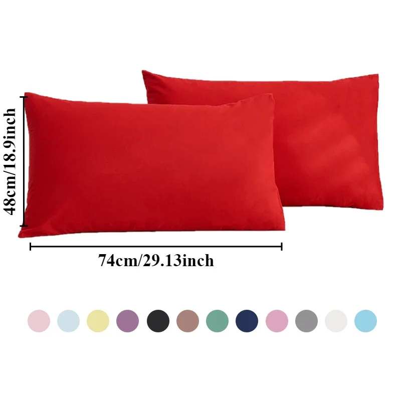 Pure Cotton Hotel Pillowcase Solid Color Pillow Case Multi-Color Bedding Envelope Pillow Cover Home Bedroom Decoration 19x29Inch