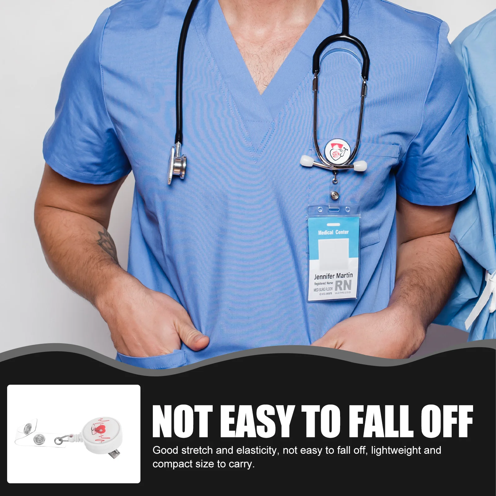 2 pçs enfermeira retrátil titular do crachá carretel clipe nome tag titular trabalho id cartão organizador chaveiro multi-funcional