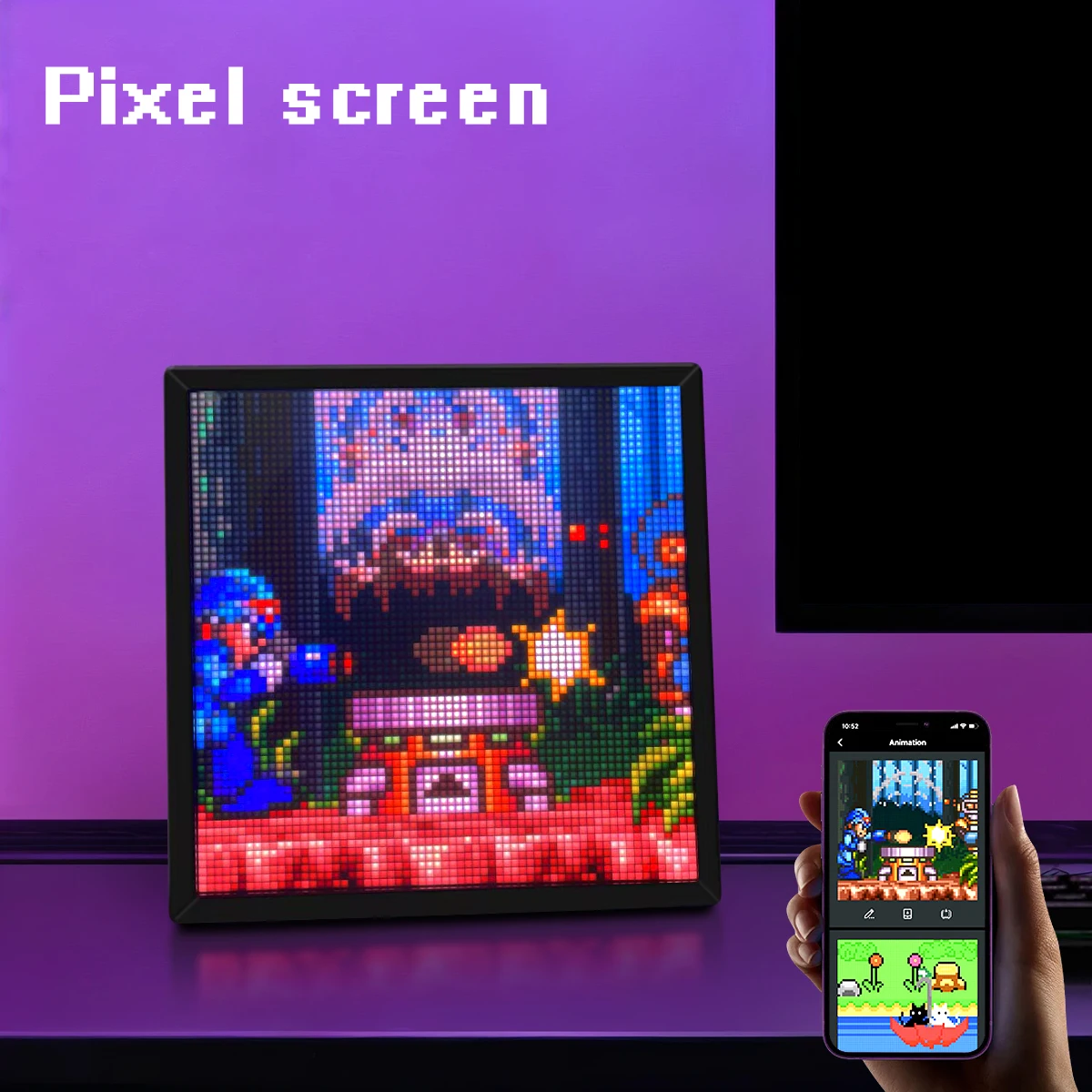 Smart Bluetooth App LED Pixel Matrix Display RGB Digital Lamp DIY Programmable Art Graffiti Gaming Anime Room Decor Frame Light