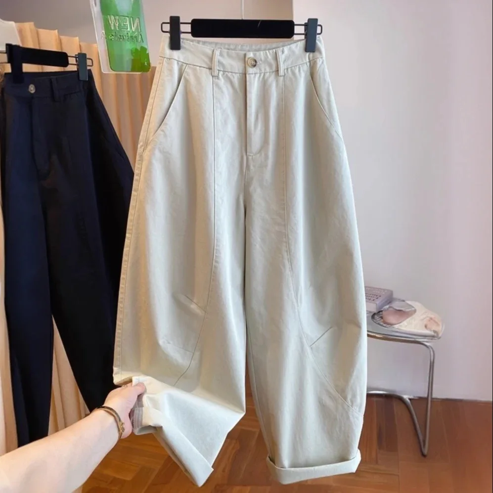 New Korean Dongdaemun Wide-Leg Casual Curved For Women, Spring And Autumn Loose High-Waisted Versatile Long Pants