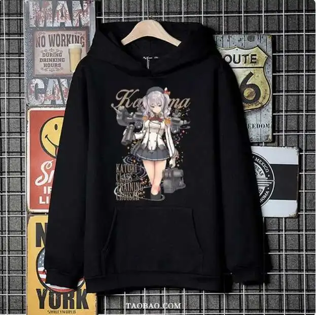 

Аниме Kancolle Kashima Толстовка с капюшоном Косплей Осень Зима Мужчины Женщины Пальто Свободная куртка Топы аниме