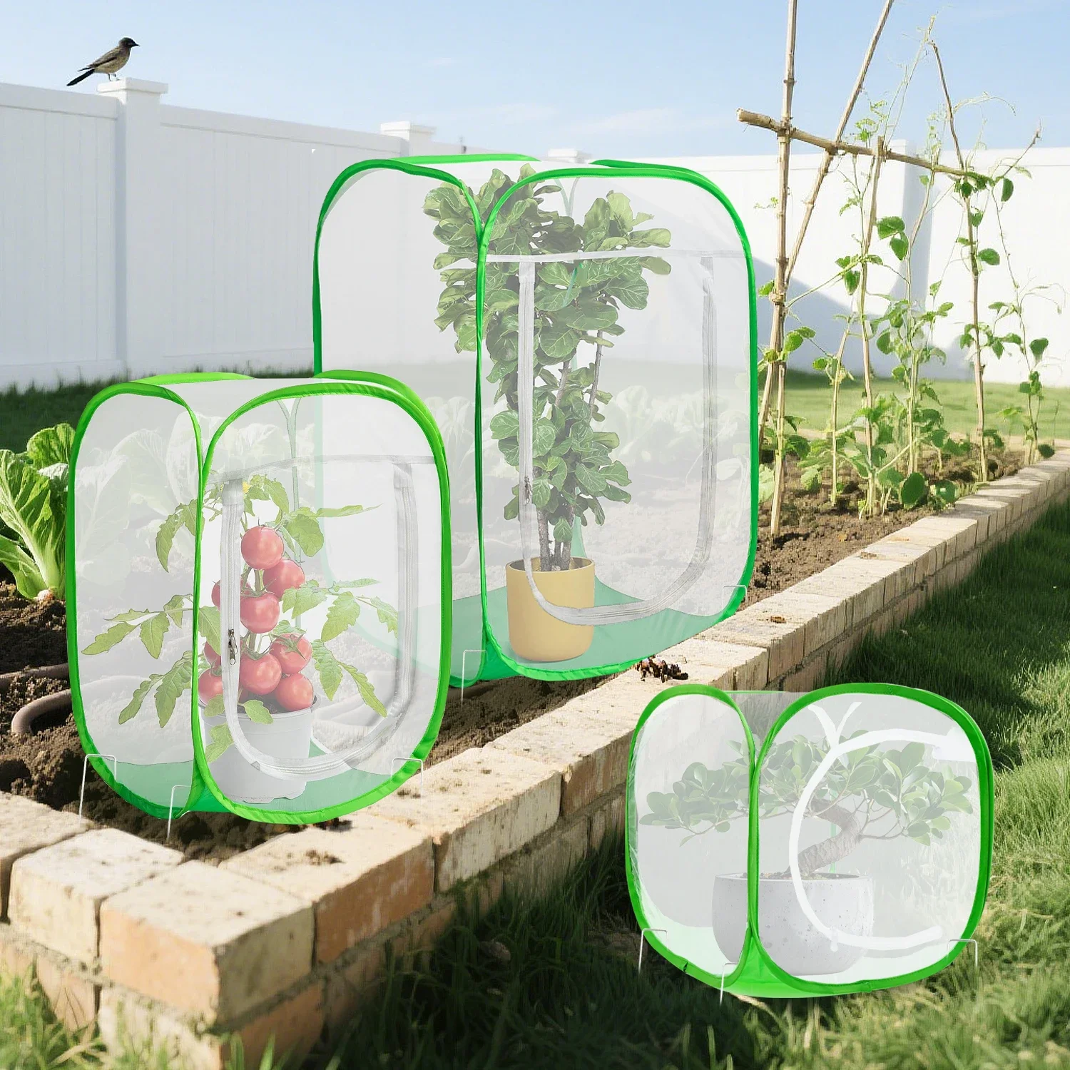 

Pop Up Garden Mesh Plant Cover Plant Mesh Garden Net Cage Pest Protection Guard Tent Storage Bag Protect Plant Fruit from Birds