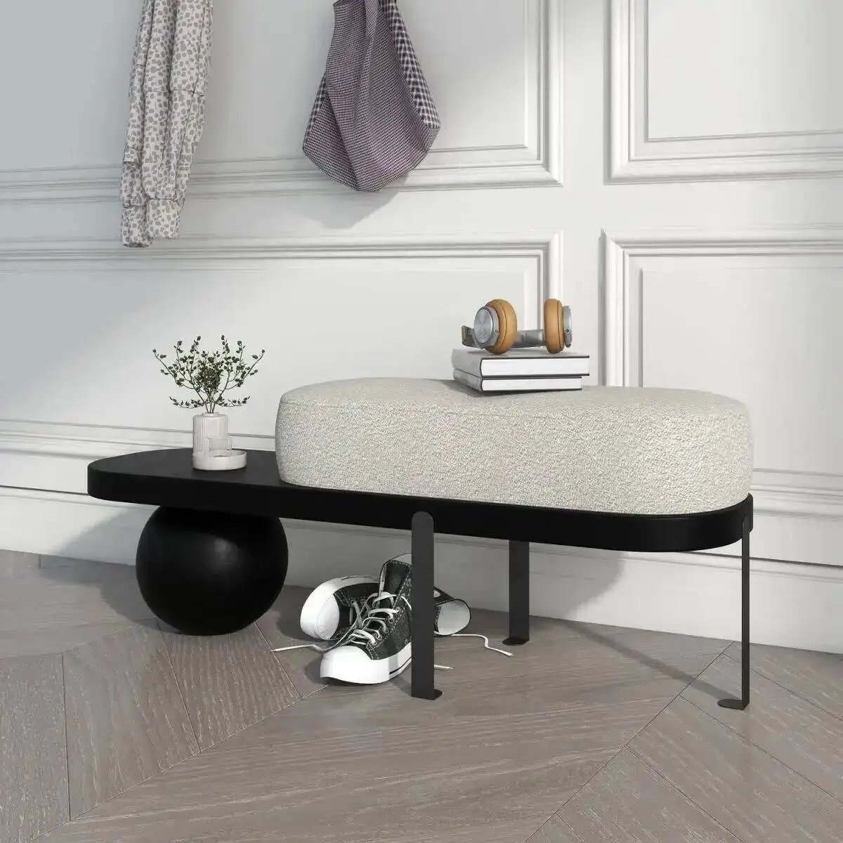 Solid Wood Long Bench with Soft Cushion for Living Room Entrance Shoe Changing Bedroom Bed End Clothing Store