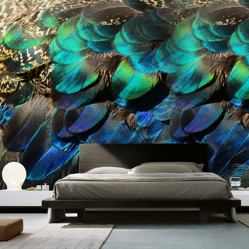 

Customized Mural 3D Luxury Art Southeast Asian Peacock Feather Wallpaper Live Room Mural Painting Sofa TV Background Wall papers