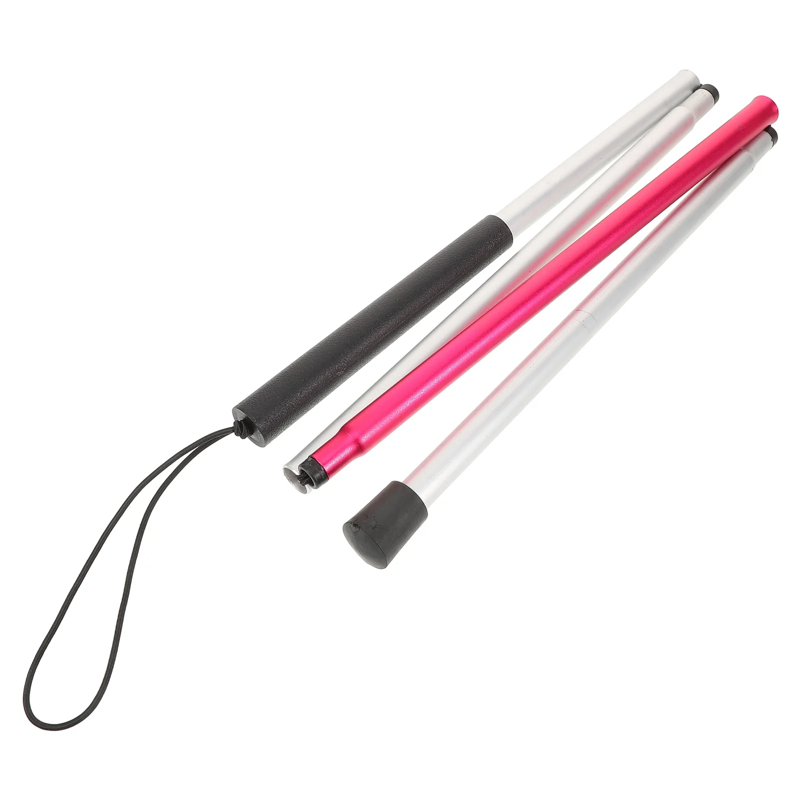 

Reflective Walking Cane Blind Stick 4 Foldable Sections White Purple Non Slip Durable Metal Elderly Cane Climbing Wand
