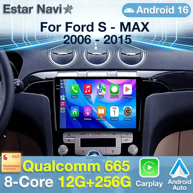 Android 16 Car Radio For Ford S-MAX S MAX 1 2006 - 2015 GPS Wireless Carplay Multimedia Player Navi Head Unit Stereo 360 Camera