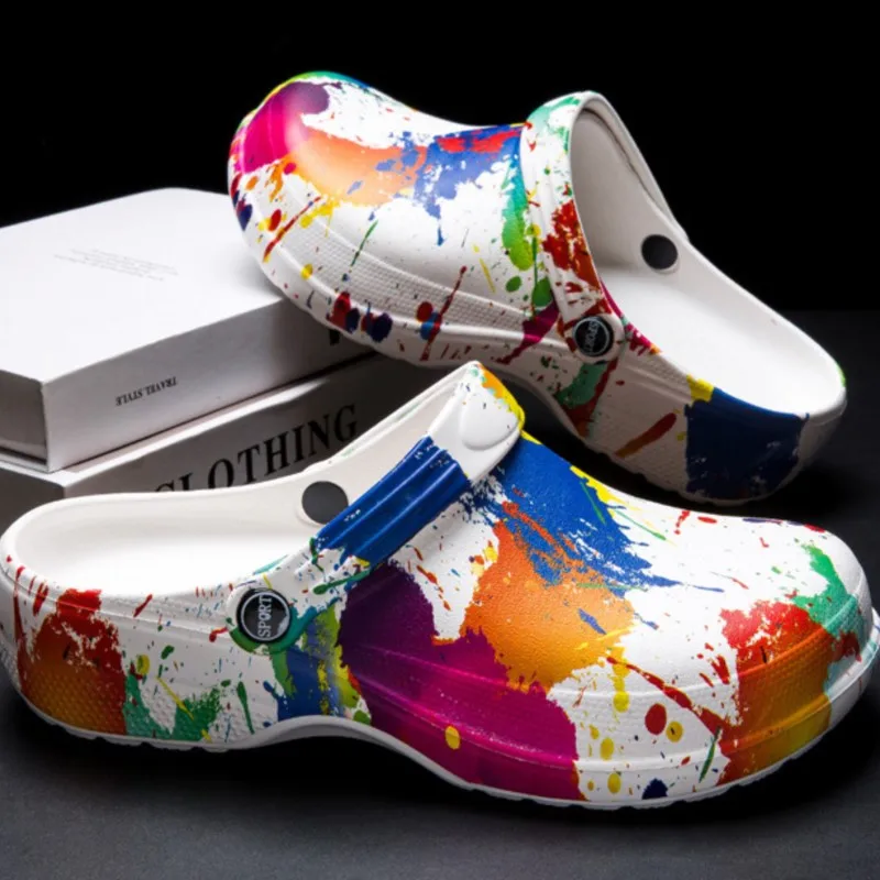 Asgrad الصيف قباقيب الصنادل للرجال لينة إيفا مقاوم للماء حذاء للحديقة موضة الطباعة نعال شاطئ لينة الراحة منزل الشرائح